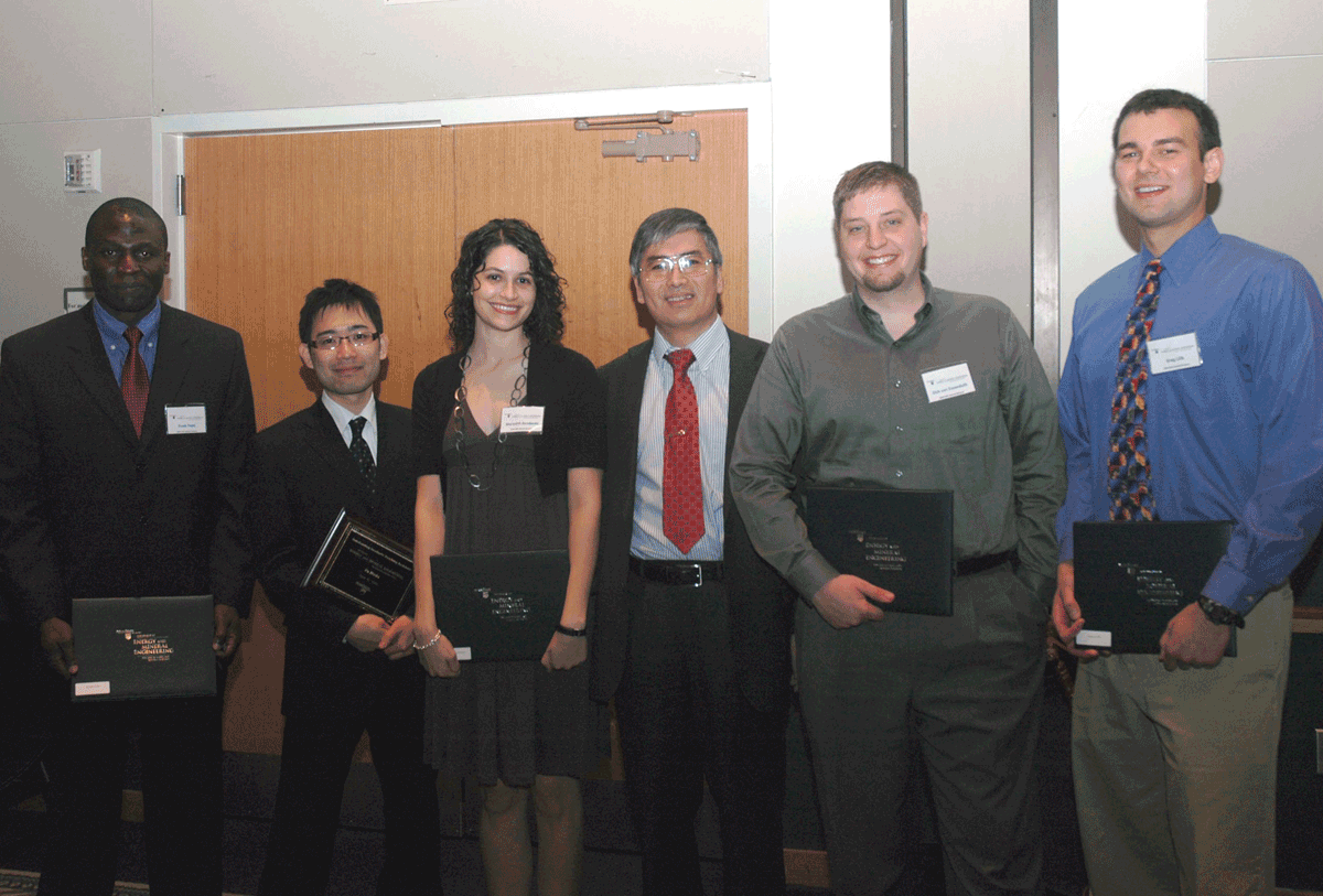 From left to right, Jean Denis Pone, Yu Noda, Meredith A. Hill Bembenic, Dr. Chunshan Song, Dirk T. van Essendelft, Gregory K. Lilik.