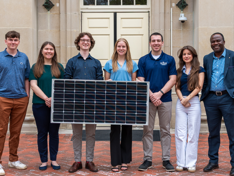 The Penn State team, “Sunny Valley,” which included Vaughn Kutish, Sophia Warnock, Michael Gurnee, Jaclyn Rawa, Kurt Phillips, and Maria Amalia Abreu, won their division focused on the “University of Oregon District Use Case.” Credit: Courtney Robinson / Penn State. Creative Commons