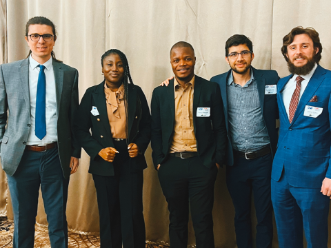 Graduate students from left to right: Levent Taylan Ozgur Yildirim, Rosemary Tosanwumi, Ifeanyi Nwankwo, Nicolas Bueno and Nathan Sutton.