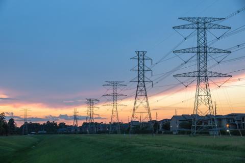 Power lines at sunset
