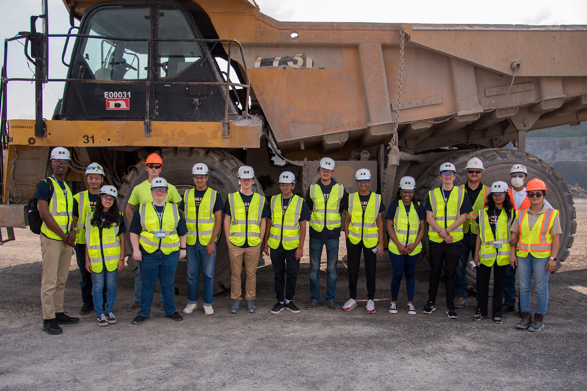 As part of the Mining Rocks! Summer Camp, high school students toured a local quarry with faculty and graduate students from the mining engineering program in the John and Willie Leone Family Department of Energy and Mineral Engineering. Credit: David Kubarek / Penn State. Creative Commons