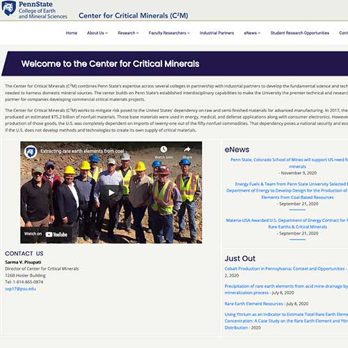 Penn State’s Center for Critical Minerals launches new website