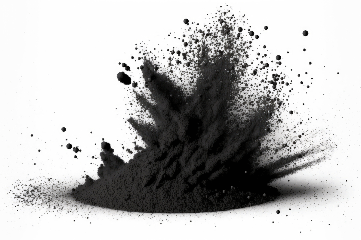 Black coal dust with particles.