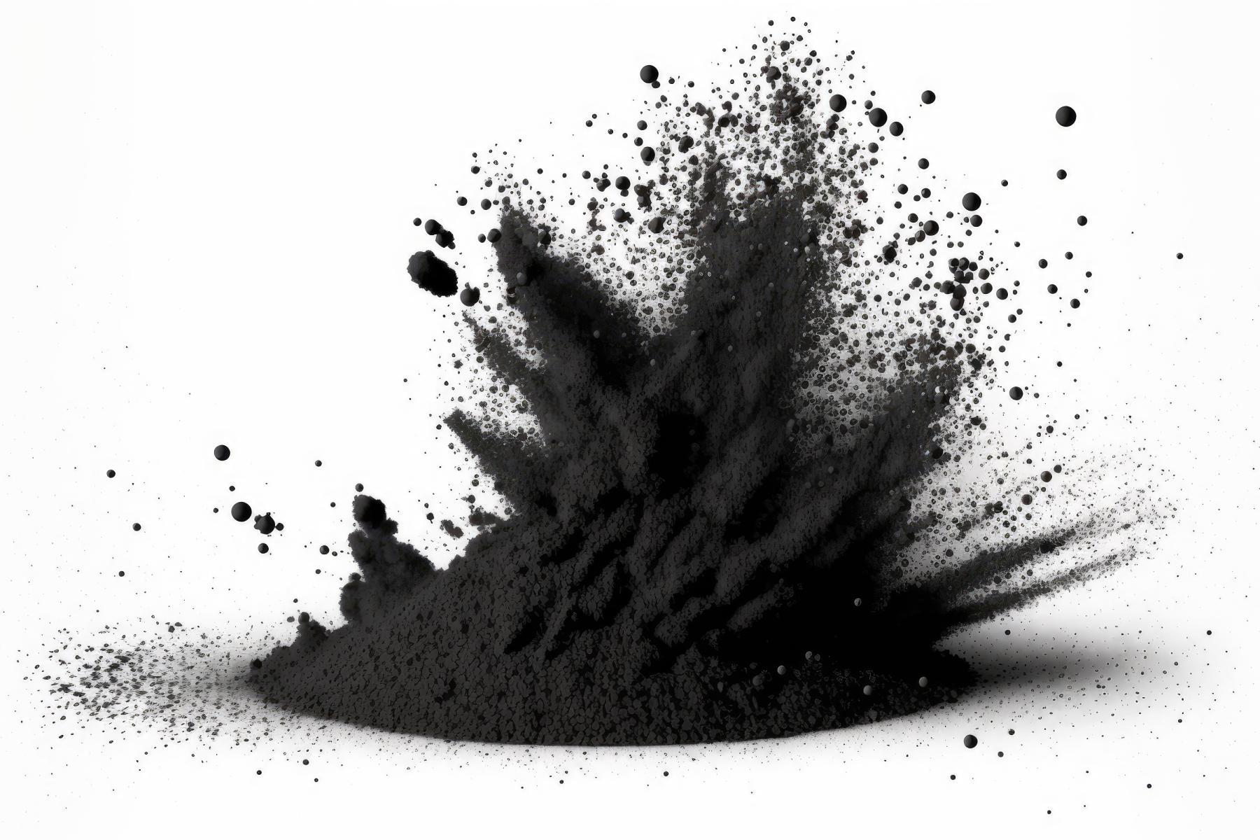 Black coal dust particles